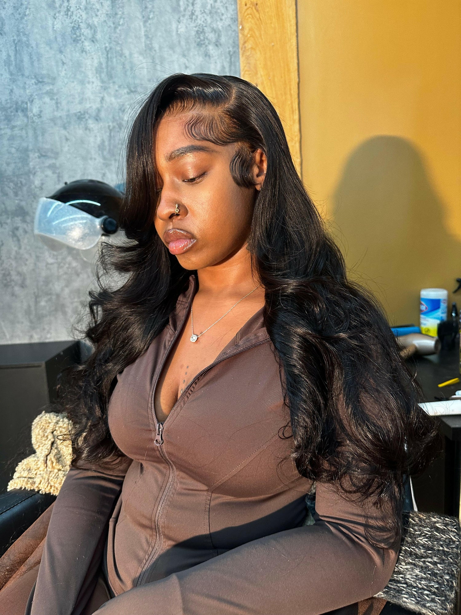 13x6 HD lace body wave wig – virgin body wave wig – client model
