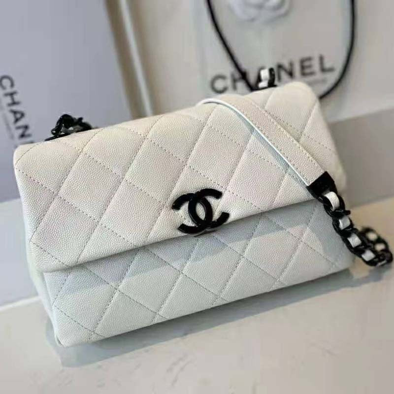 Ivory Noir Quilted Chain Bag