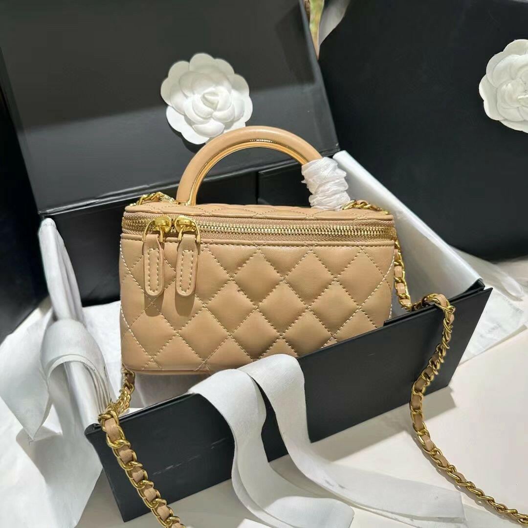 Chanel style vanity case – tan quilted crossbody bag photo