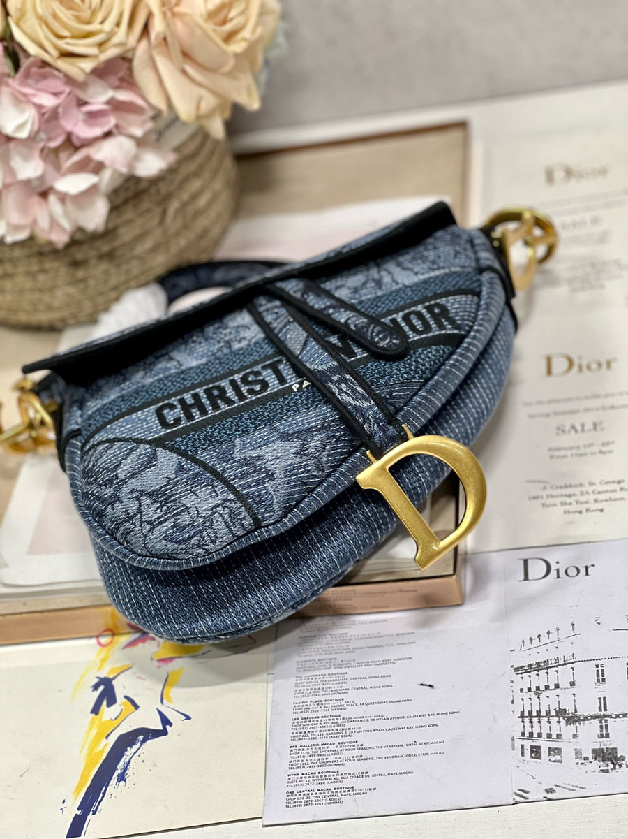 Blue Denim Saddle Bag